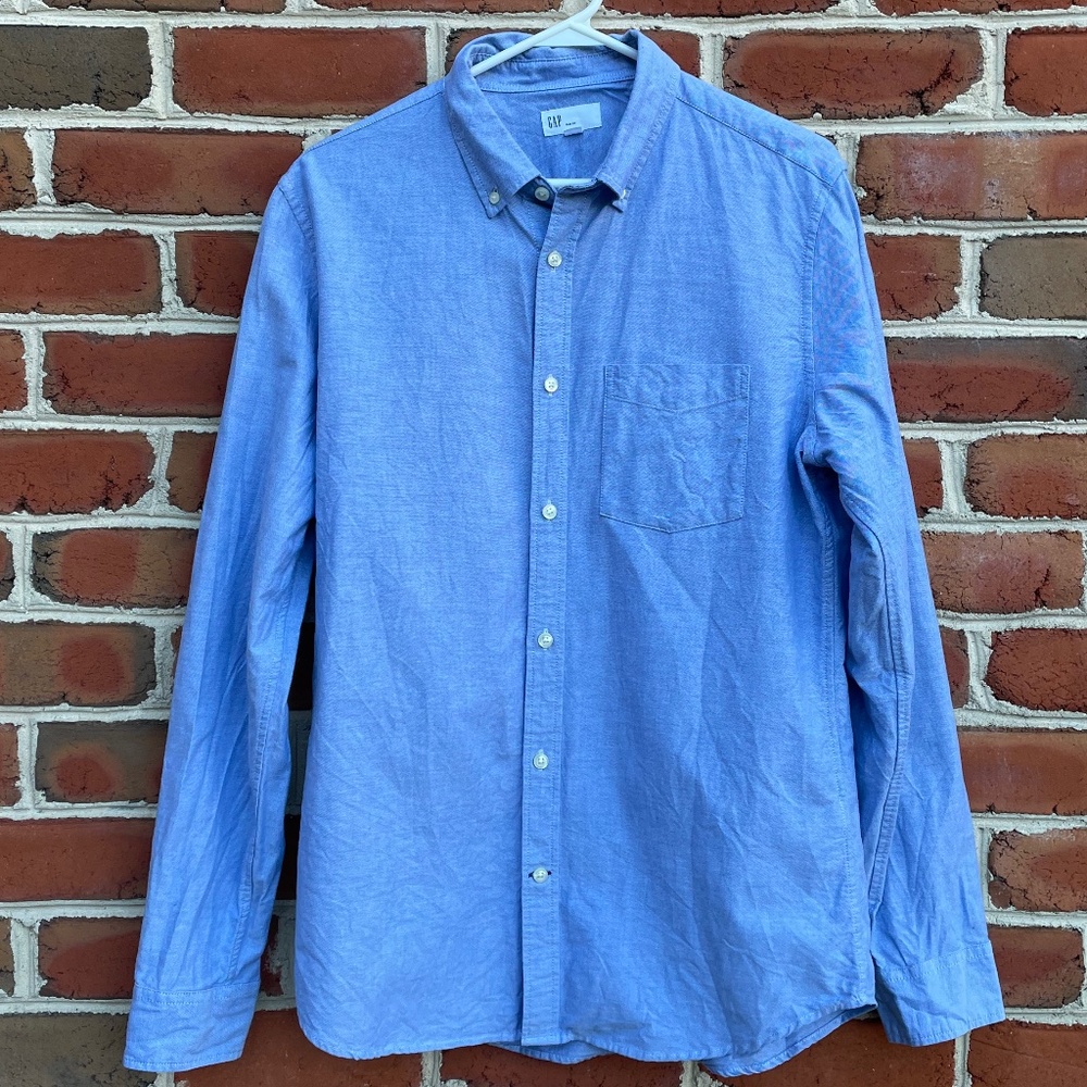 Gap Slim Fit Blue Button Down Long Sleeve Shirt